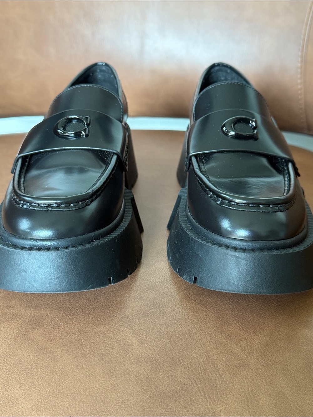 Coach Leah Black Chunky Platform Loafers - Picture 4 of 4